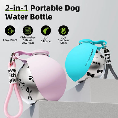 Botella de Agua Portátil 2 en 1 para Perros