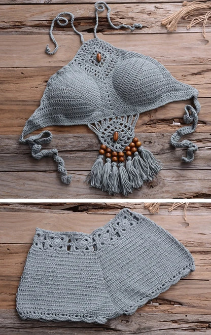 Conjunto de bikini de punto de algodón para mujer (2 piezas)