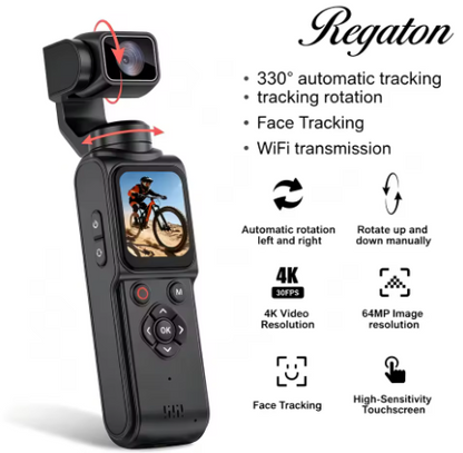 Cámara de acción Regaton 4K con seguimiento facial de 330°