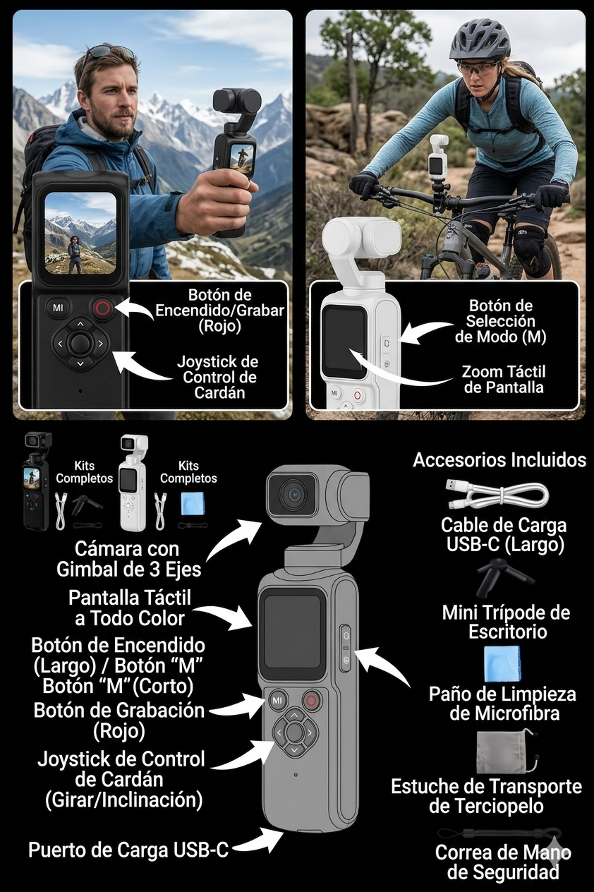Cámara de acción Regaton 4K con seguimiento facial de 330°
