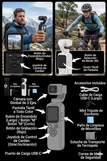Cámara de acción Regaton 4K con seguimiento facial de 330°