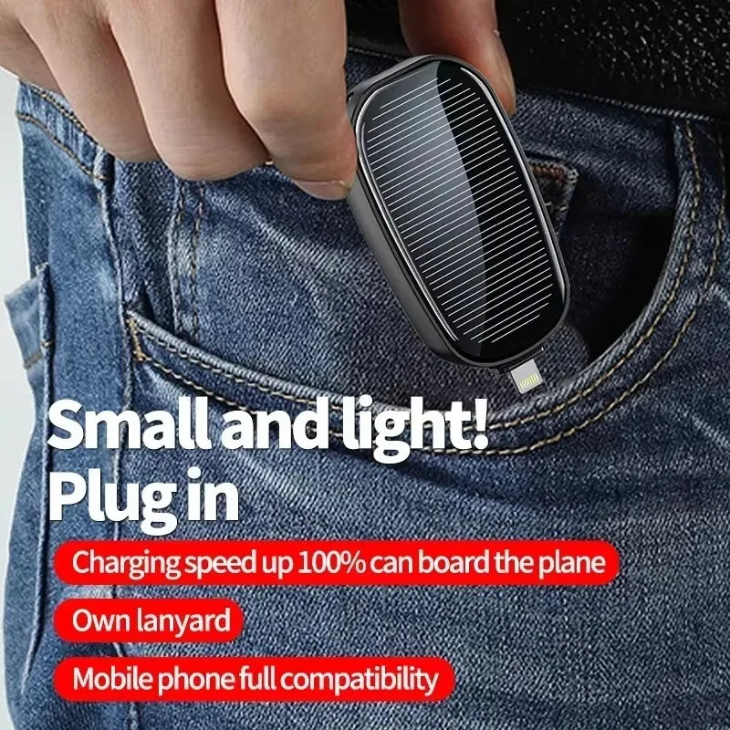 Mini Batería Externa solar de Emergencia y Cargador Portátil tipo llavero