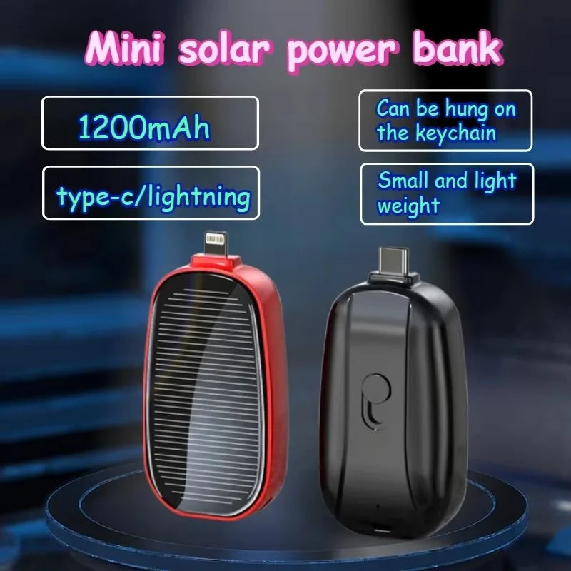Mini Batería Externa solar de Emergencia y Cargador Portátil tipo llavero