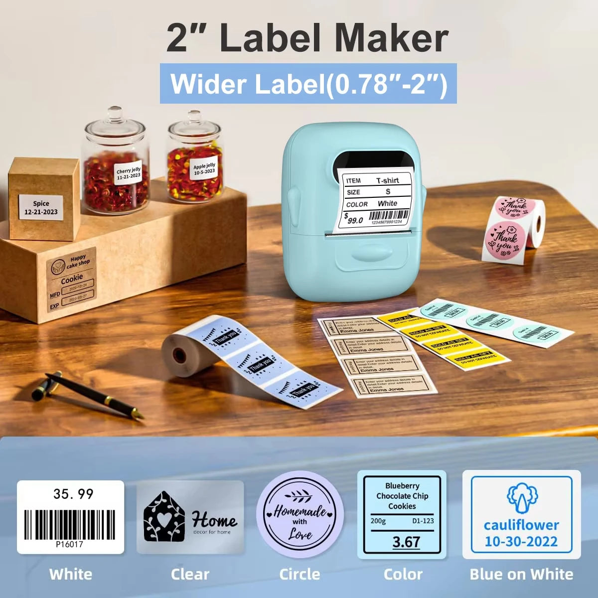 Mini impresora de Etiquetas Marklife P50: Compatible con etiquetas de 12 a 50 mm