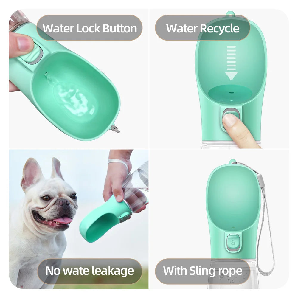 Botella de agua para perros y gatos | Bebedero portátil a prueba de fugas