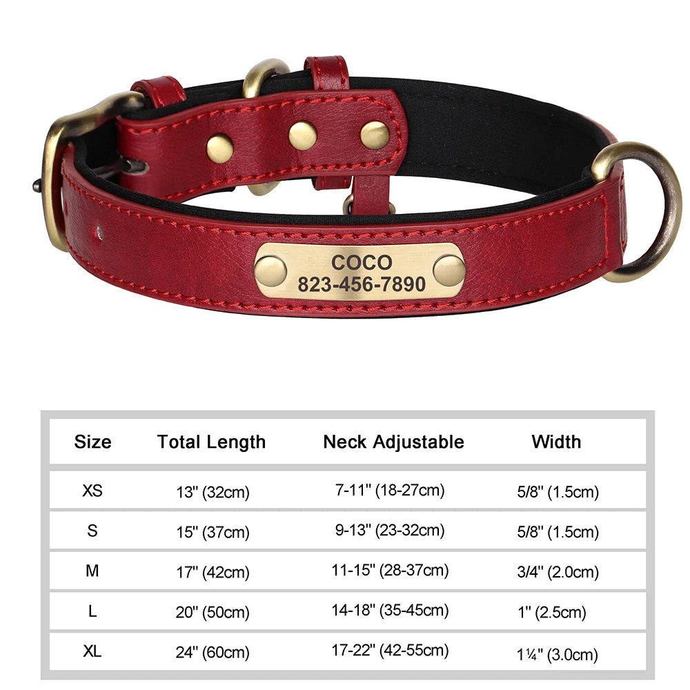 Collar para perro Personalizado — Collares de piel sintética Grabados a Medida