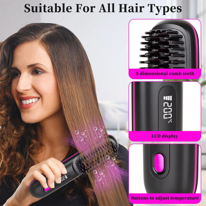 Cepillo alisador de pelo portátil con carga USB