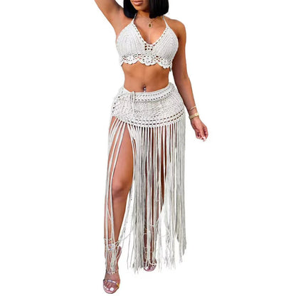 Conjunto de 2 piezas de crochet para mujer: Cubrebaños de playa