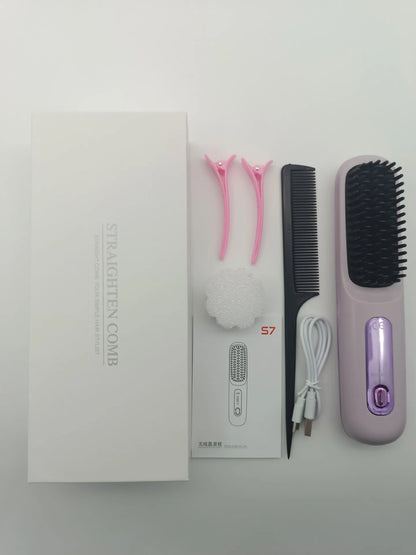 Cepillo alisador de pelo portátil con carga USB