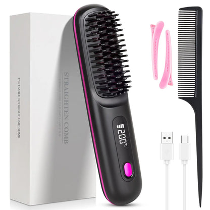 Cepillo alisador de pelo portátil con carga USB
