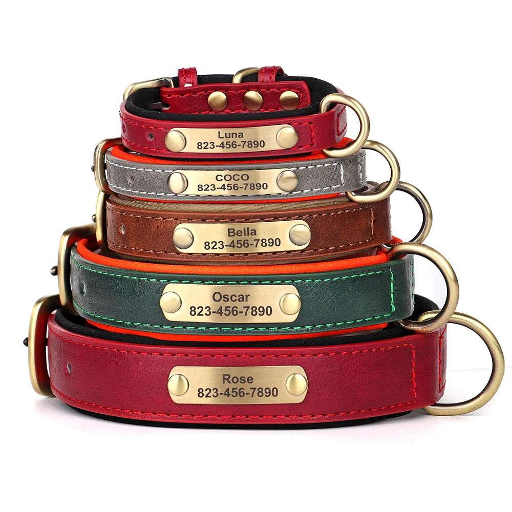 Collar para perro Personalizado — Collares de piel sintética Grabados a Medida