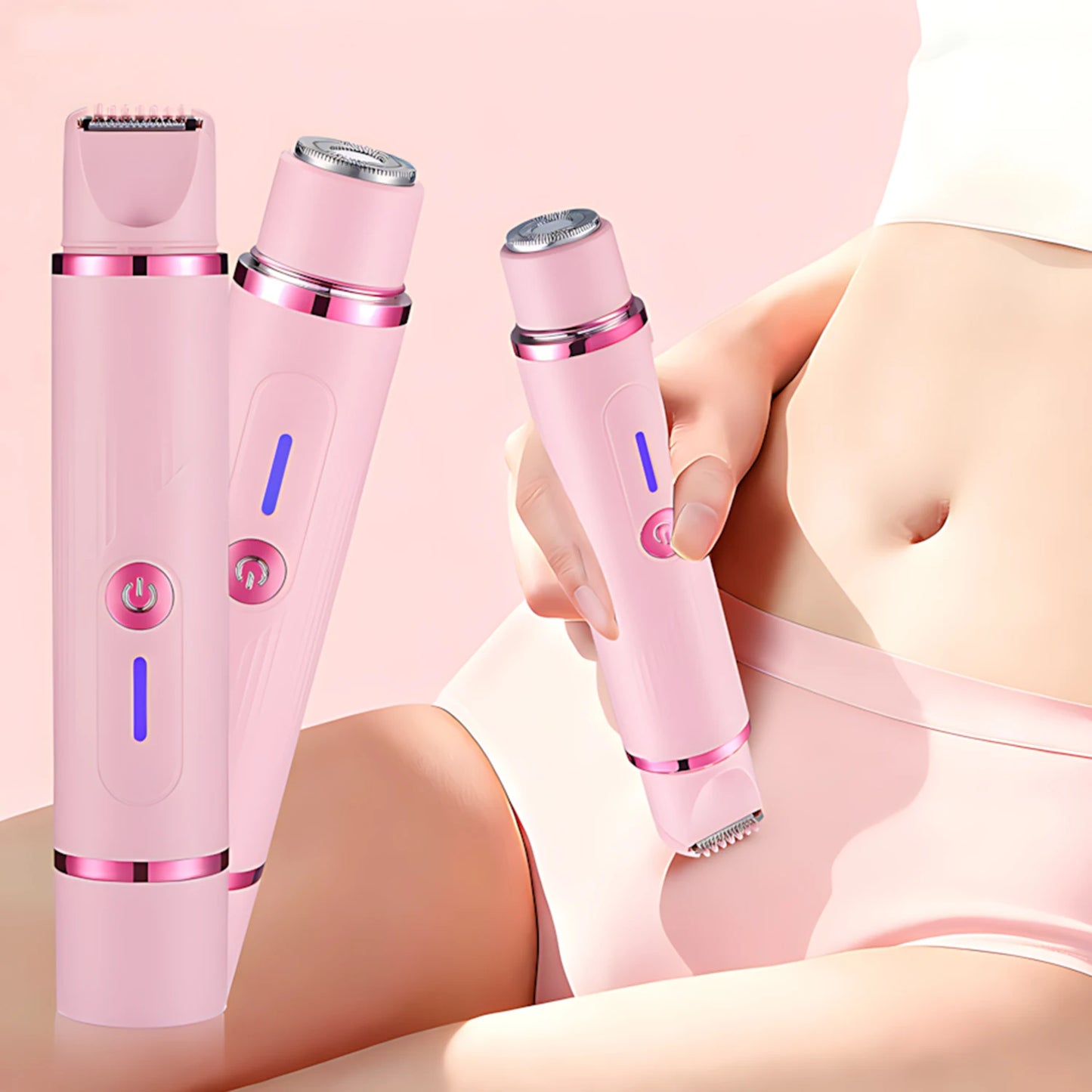 Recortadora de Vello y Afeitadora Eléctrica para Mujer, Diseño de Doble Cabezal 2 en 1