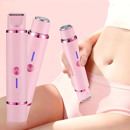 Recortadora de Vello y Afeitadora Eléctrica para Mujer, Diseño de Doble Cabezal 2 en 1