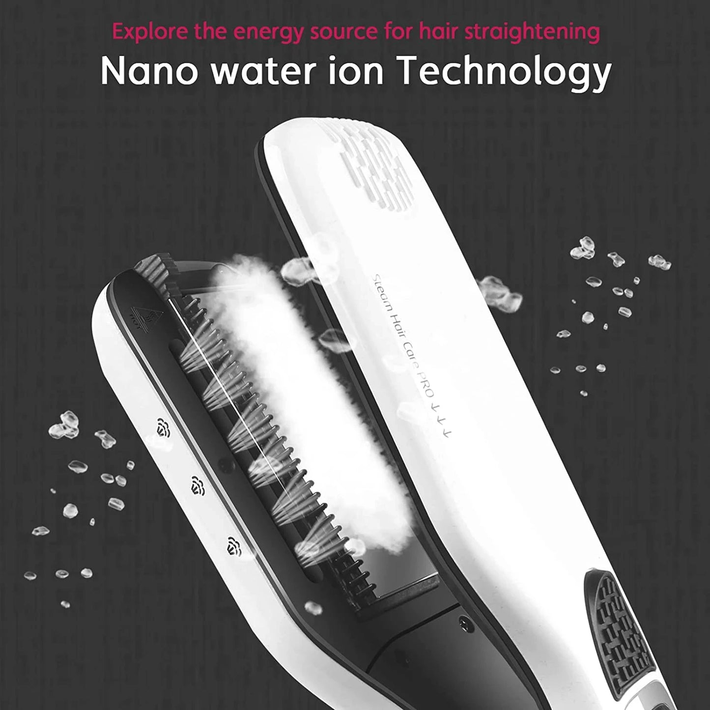 Cepillo alisador de pelo profesional a vapor, anti-quemaduras