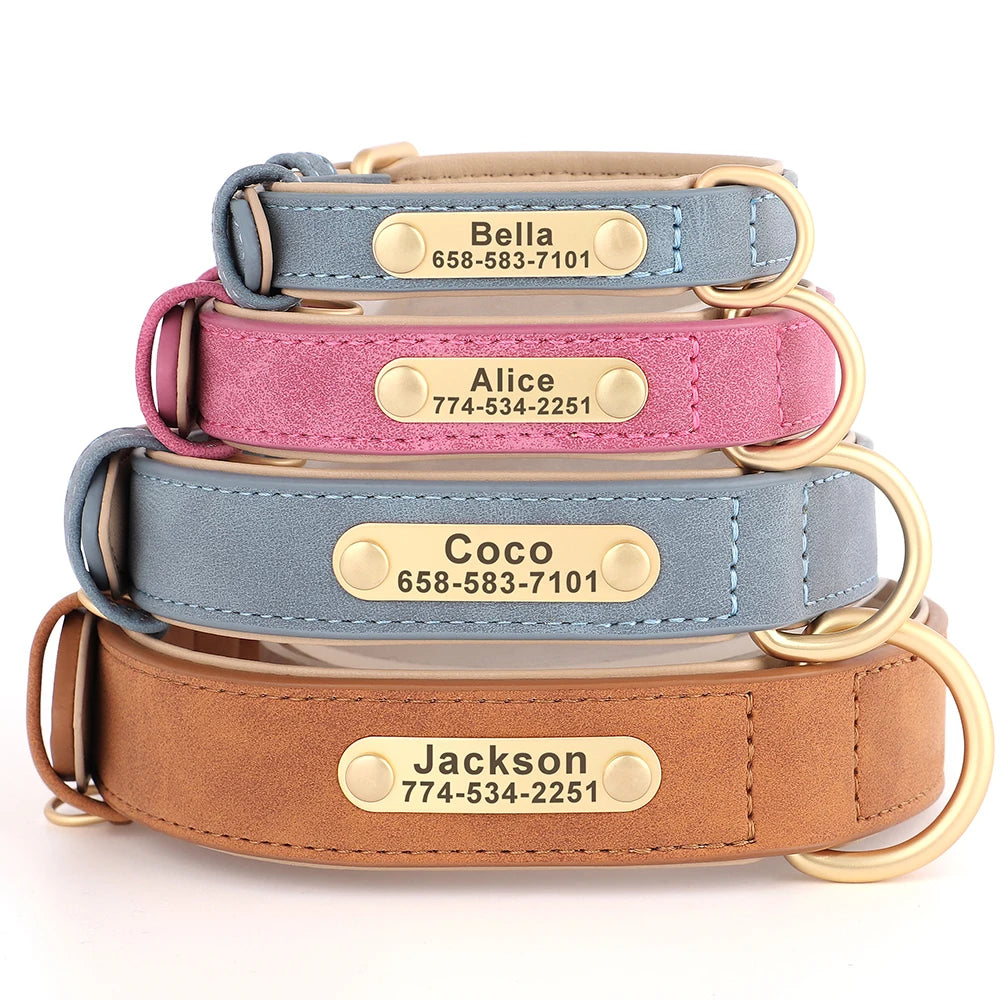 Collar para perro Personalizado — Collares de piel sintética Grabados a Medida