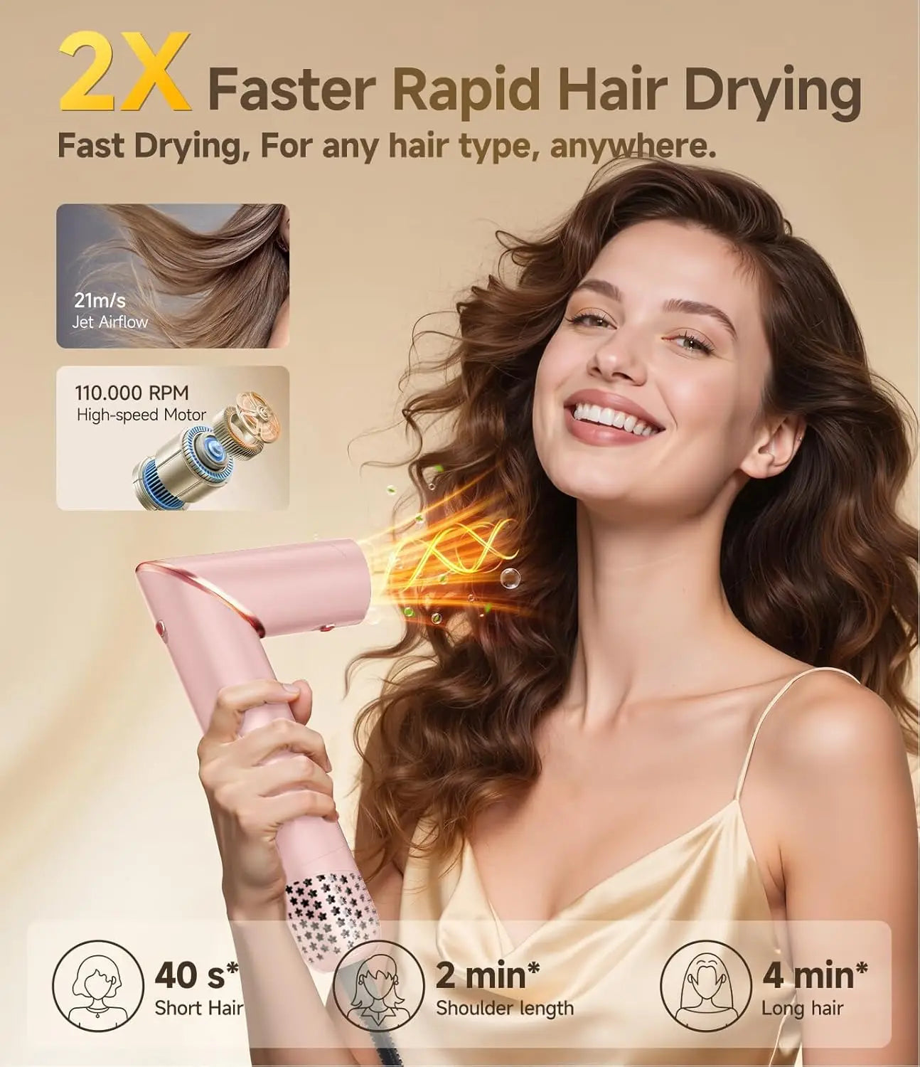 Moldeador y secador de cabello plegable 8 en 1