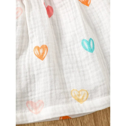 Vestido de Algodón sin Mangas con Estampado de Corazones de 0 a 9 Meses