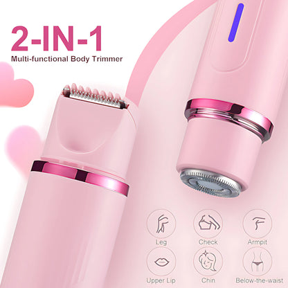 Recortadora de Vello y Afeitadora Eléctrica para Mujer, Diseño de Doble Cabezal 2 en 1