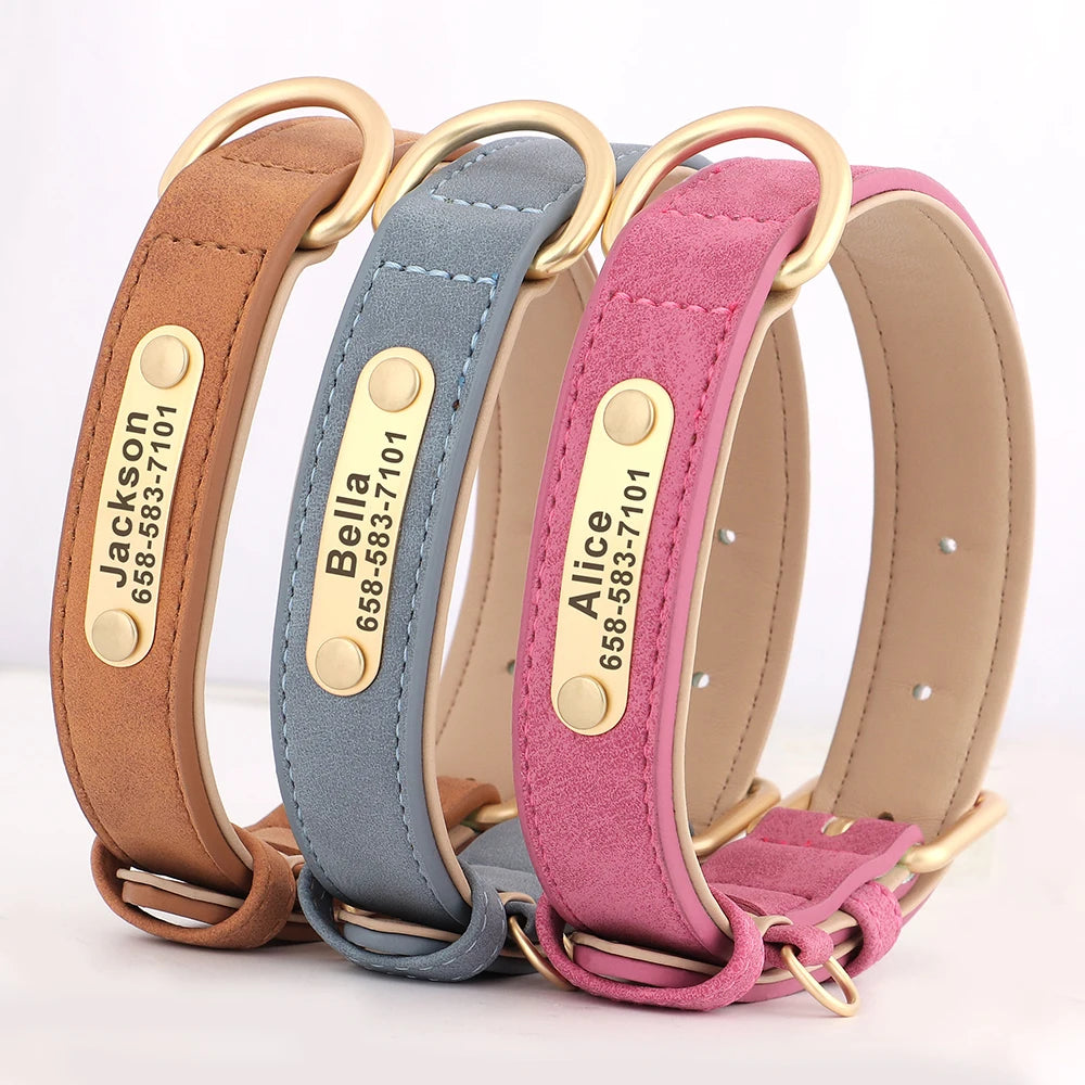 Collar para perro Personalizado — Collares de piel sintética Grabados a Medida