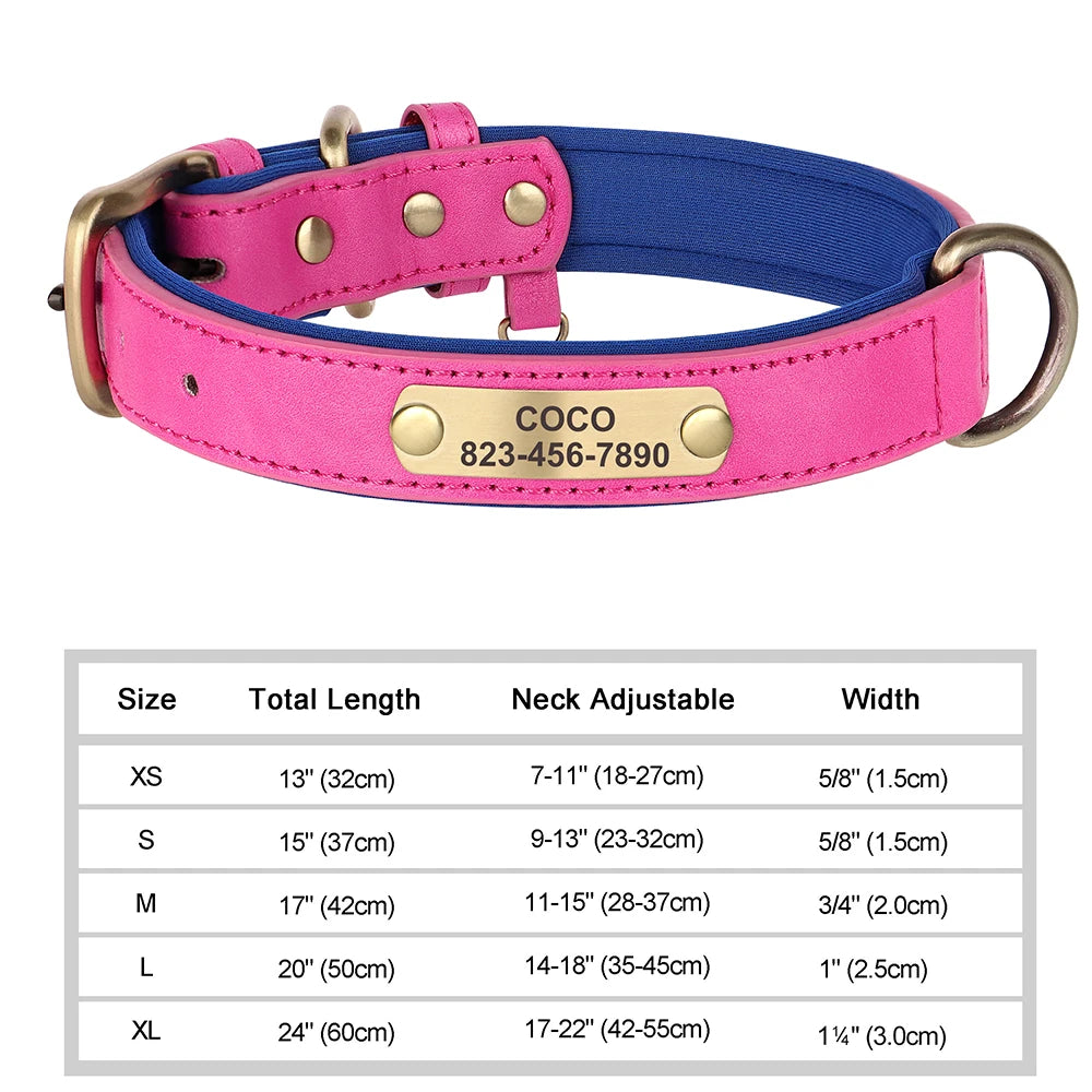 Collar para perro Personalizado — Collares de piel sintética Grabados a Medida