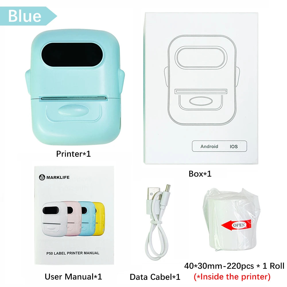 Mini impresora de Etiquetas Marklife P50: Compatible con etiquetas de 12 a 50 mm