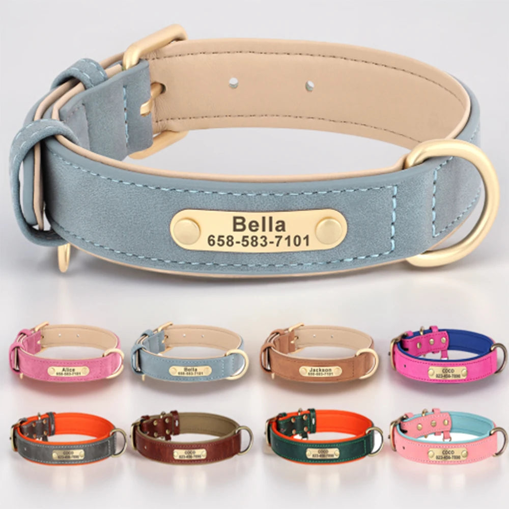 Collar para perro Personalizado — Collares de piel sintética Grabados a Medida
