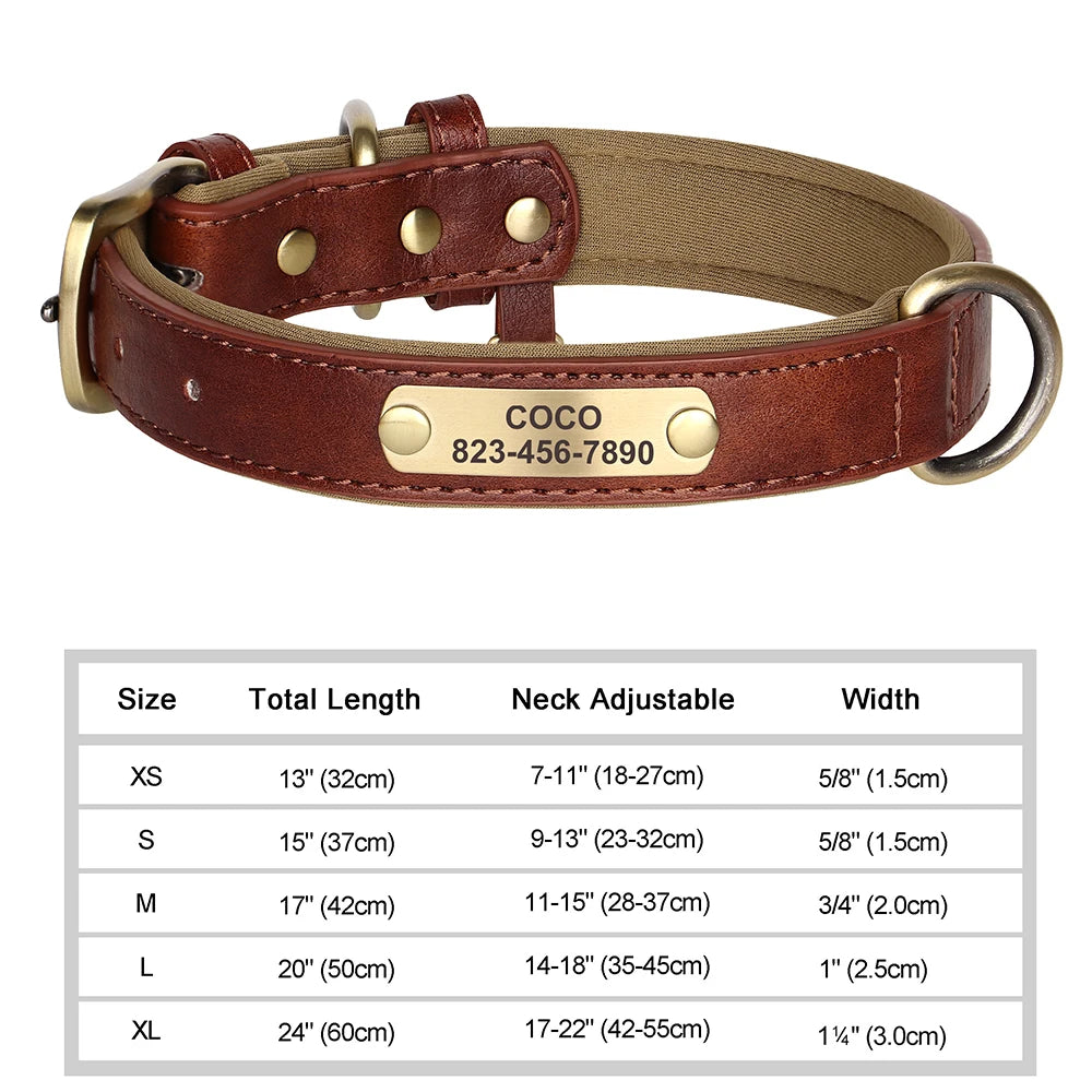 Collar para perro Personalizado — Collares de piel sintética Grabados a Medida