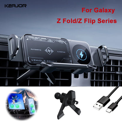 Cargador inalámbrico para auto compatible con Samsung Galaxy Z Fold 5/6 y Flip 3/4