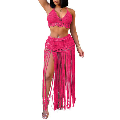 Conjunto de 2 piezas de crochet para mujer: Cubrebaños de playa