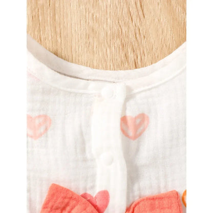Vestido de Algodón sin Mangas con Estampado de Corazones de 0 a 9 Meses