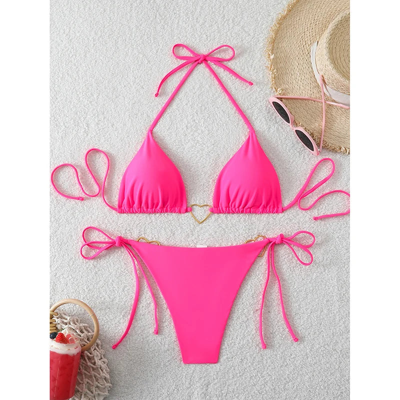 Sexy microbikini para mujer: Traje de baño de dos Piezas con top triangular, Colección 2026