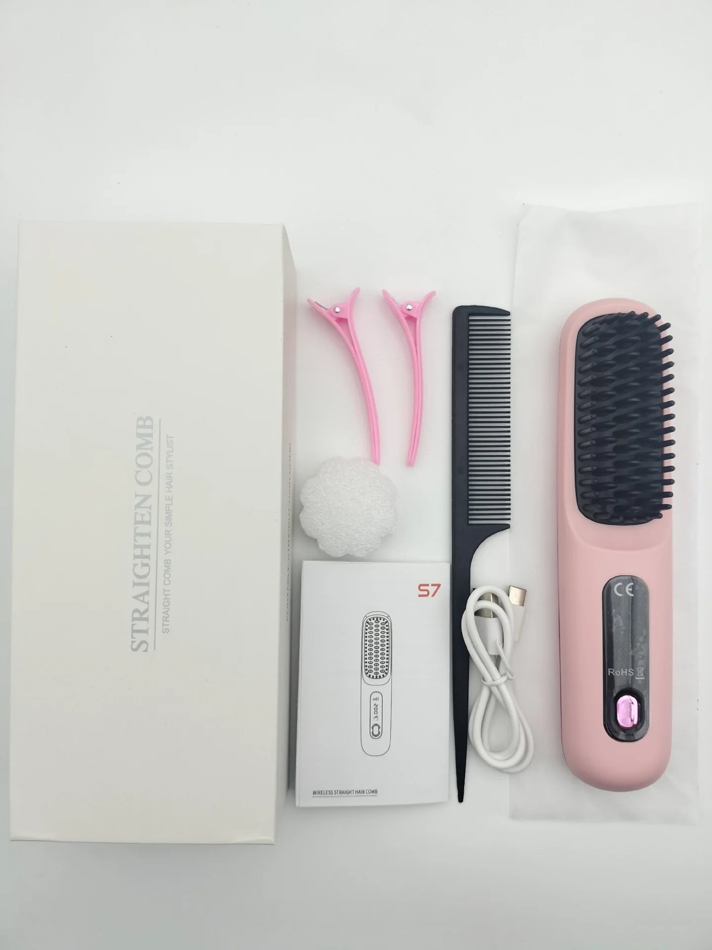 Cepillo alisador de pelo portátil con carga USB