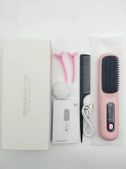 Cepillo alisador de pelo portátil con carga USB