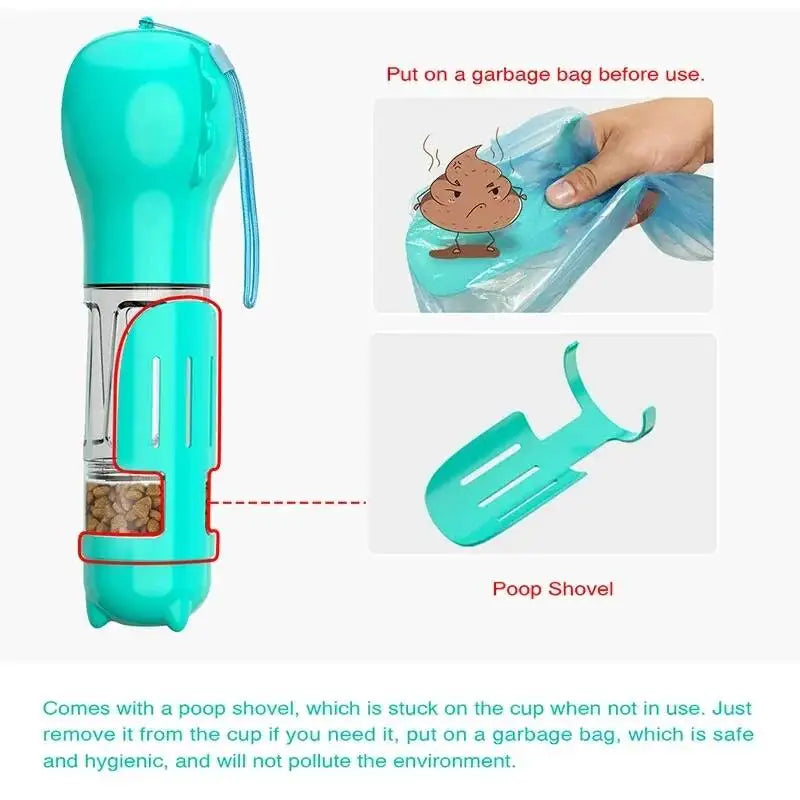 Botella de agua y Comedero 3 en 1 a prueba de fugas para Mascotas (perros y gatos)