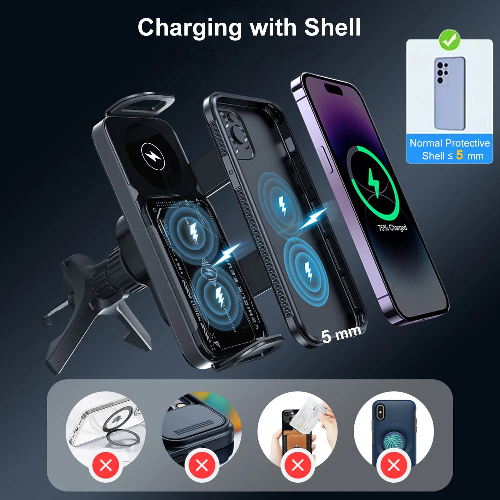 Cargador inalámbrico para auto compatible con Samsung Galaxy Z Fold 5/6 y Flip 3/4