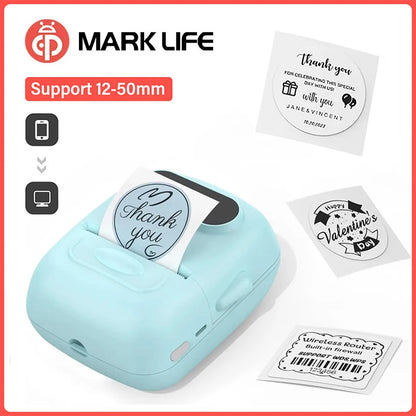 Mini impresora de Etiquetas Marklife P50: Compatible con etiquetas de 12 a 50 mm