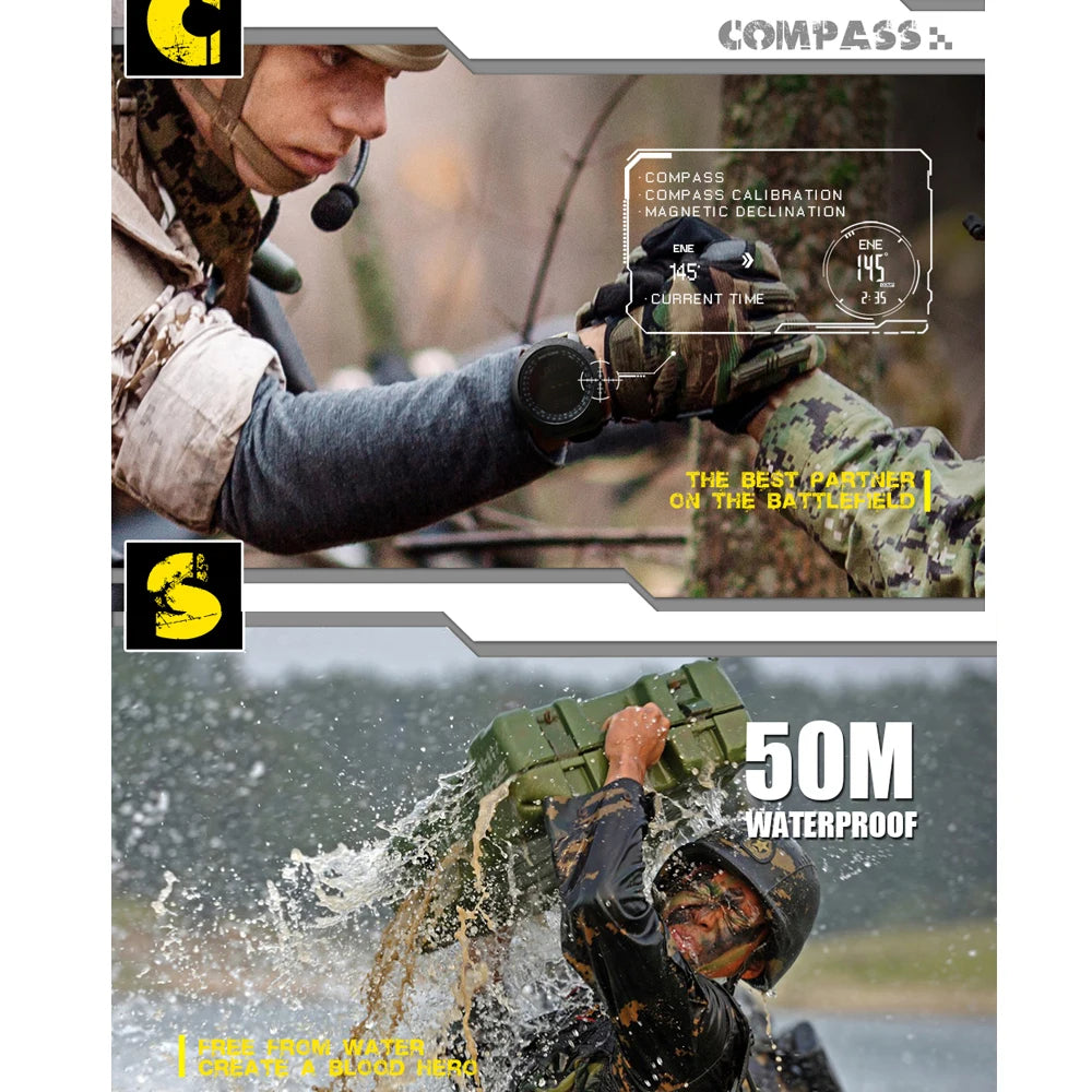 Reloj Deportivo Militar NORTH EDGE – Resistente al Agua 50M